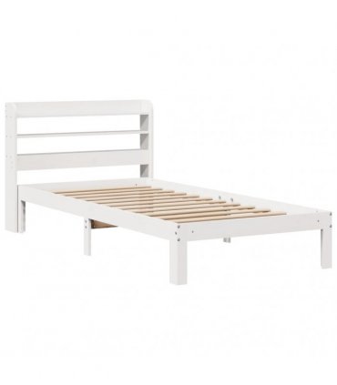 vidaXL Bed Frame with Headboard without Mattress White 100x200 cm