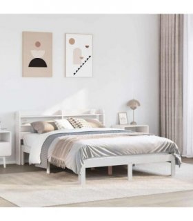 vidaXL Bed Frame with Headboard without Mattress White 150x200 cm