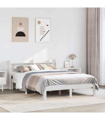 vidaXL Bed Frame with Headboard without Mattress White 150x200 cm