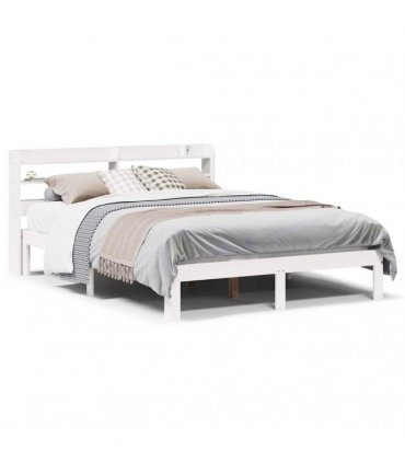 vidaXL Bed Frame with Headboard without Mattress White 150x200 cm