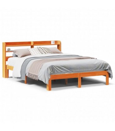vidaXL Bed Frame without Mattress Wax Brown 135x190 cm Solid Wood Pine