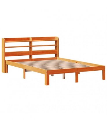 vidaXL Bed Frame without Mattress Wax Brown 135x190 cm Solid Wood Pine