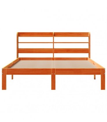 vidaXL Bed Frame without Mattress Wax Brown 135x190 cm Solid Wood Pine
