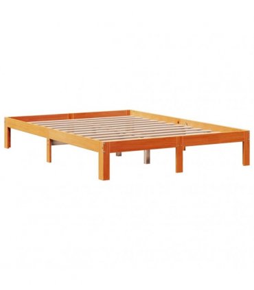 vidaXL Bed Frame without Mattress Wax Brown 135x190 cm Solid Wood Pine