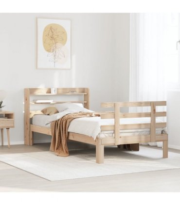 vidaXL Bed Frame with Headboard without Mattress 100x200 cm