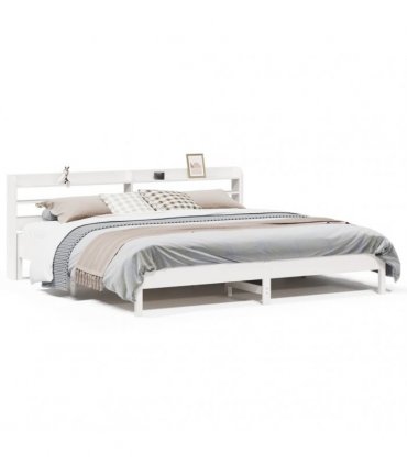 vidaXL Bed Frame without Mattress White 200x200 cm Solid Wood Pine