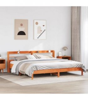 vidaXL Bed Frame without Mattress Wax Brown 200x200 cm Solid Wood Pine