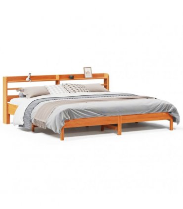 vidaXL Bed Frame without Mattress Wax Brown 200x200 cm Solid Wood Pine