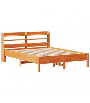 vidaXL Bed Frame without Mattress Wax Brown 135x190 cm Solid Wood Pine