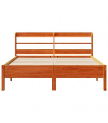 vidaXL Bed Frame without Mattress Wax Brown 135x190 cm Solid Wood Pine
