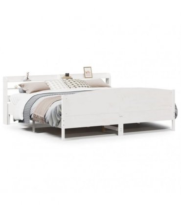 vidaXL Bed Frame without Mattress White 200x200 cm Solid Wood Pine