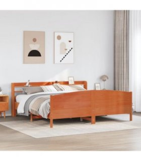 vidaXL Bed Frame without Mattress Wax Brown 200x200 cm Solid Wood Pine