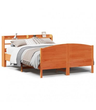 vidaXL Bed Frame without Mattress Wax Brown 135x190 cm Solid Wood Pine