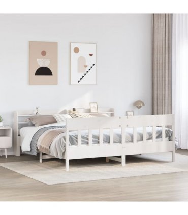 vidaXL Bed Frame without Mattress White 200x200 cm Solid Wood Pine