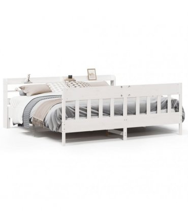 vidaXL Bed Frame without Mattress White 200x200 cm Solid Wood Pine