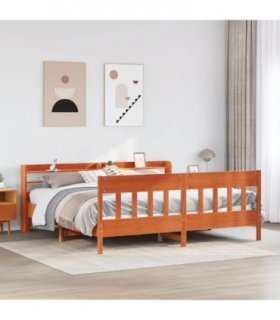 vidaXL Bed Frame without Mattress Wax Brown 180x200 cm Solid Wood Pine