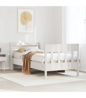 vidaXL Bed Frame without Mattress White 75x190 cm Solid Wood Pine