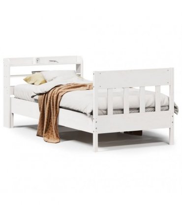 vidaXL Bed Frame without Mattress White 75x190 cm Solid Wood Pine