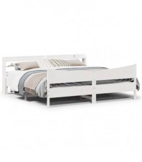 vidaXL Bed Frame with Headboard White 200x200 cm Solid Wood Pine