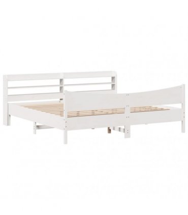 vidaXL Bed Frame with Headboard White 200x200 cm Solid Wood Pine