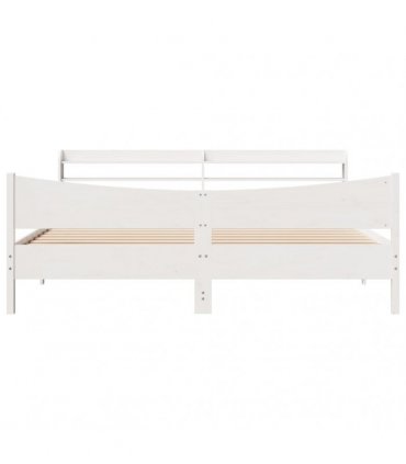 vidaXL Bed Frame with Headboard White 200x200 cm Solid Wood Pine