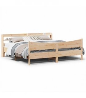 vidaXL Bed Frame with Headboard 180x200 cm Solid Wood Pine