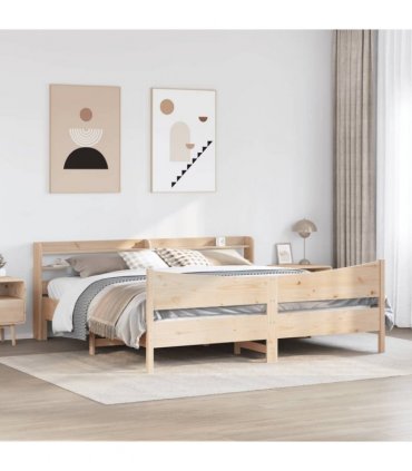 vidaXL Bed Frame with Headboard 180x200 cm Solid Wood Pine