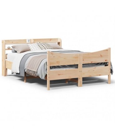 vidaXL Bed Frame with Headboard 150x200 cm Solid Wood Pine