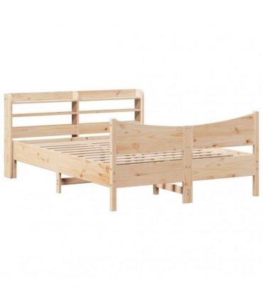 vidaXL Bed Frame with Headboard 150x200 cm Solid Wood Pine