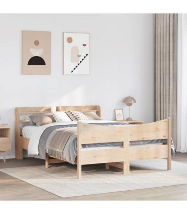 vidaXL Bed Frame with Headboard 150x200 cm Solid Wood Pine