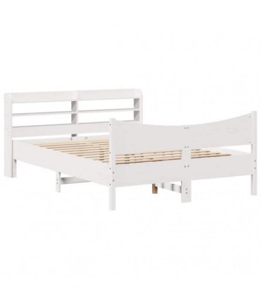 vidaXL Bed Frame with Headboard White 150x200 cm Solid Wood Pine