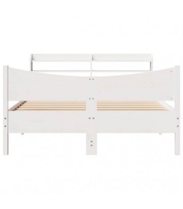 vidaXL Bed Frame with Headboard White 150x200 cm Solid Wood Pine