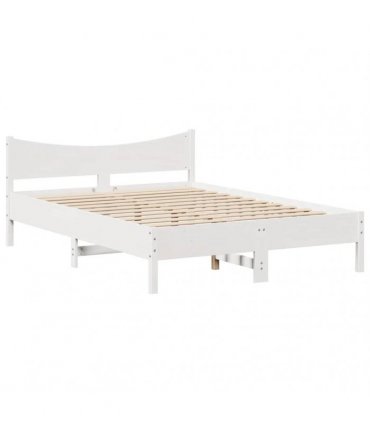 vidaXL Bed Frame with Headboard White 150x200 cm Solid Wood Pine