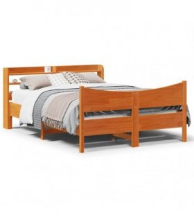 vidaXL Bed Frame with Headboard Wax Brown 150x200 cm Solid Wood Pine