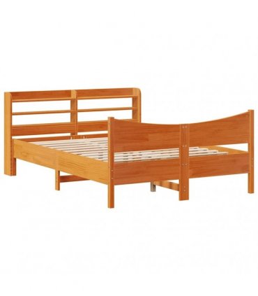 vidaXL Bed Frame with Headboard Wax Brown 150x200 cm Solid Wood Pine