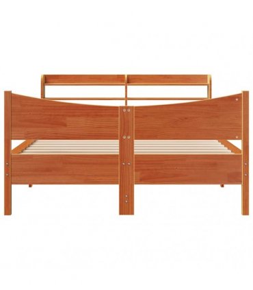 vidaXL Bed Frame with Headboard Wax Brown 150x200 cm Solid Wood Pine