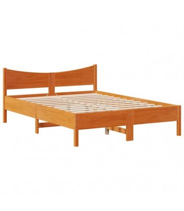 vidaXL Bed Frame with Headboard Wax Brown 150x200 cm Solid Wood Pine