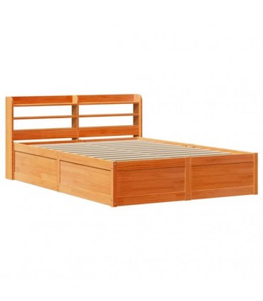 vidaXL Bed Frame with Headboard Wax Brown 150x200 cm Solid Wood Pine