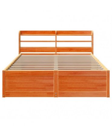vidaXL Bed Frame with Headboard Wax Brown 150x200 cm Solid Wood Pine