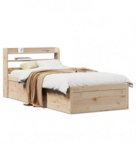 vidaXL Bed Frame with Headboard 90x190 cm Solid Wood Pine