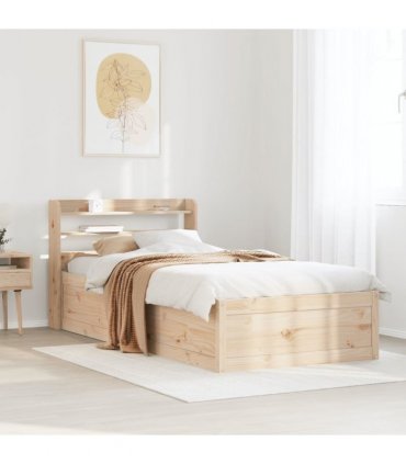 vidaXL Bed Frame with Headboard 90x190 cm Solid Wood Pine