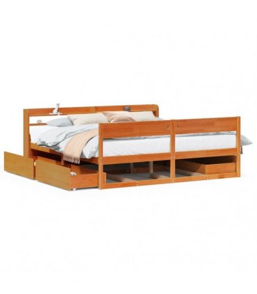 vidaXL Bed Frame without Mattress Wax Brown 200x200 cm Solid Wood Pine