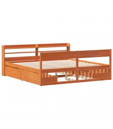 vidaXL Bed Frame without Mattress Wax Brown 200x200 cm Solid Wood Pine