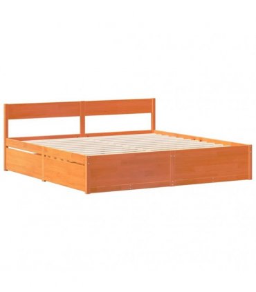 vidaXL Bed Frame without Mattress Wax Brown 200x200 cm Solid Wood Pine