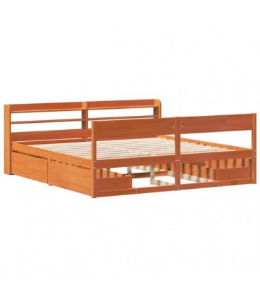 vidaXL Bed Frame without Mattress Wax Brown 180x200 cm Solid Wood Pine