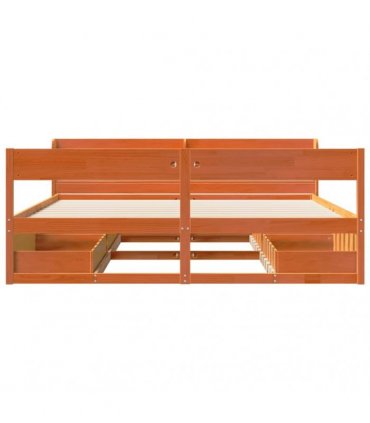 vidaXL Bed Frame without Mattress Wax Brown 180x200 cm Solid Wood Pine