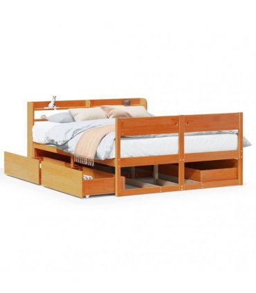 vidaXL Bed Frame without Mattress Wax Brown 160x200 cm Solid Wood Pine