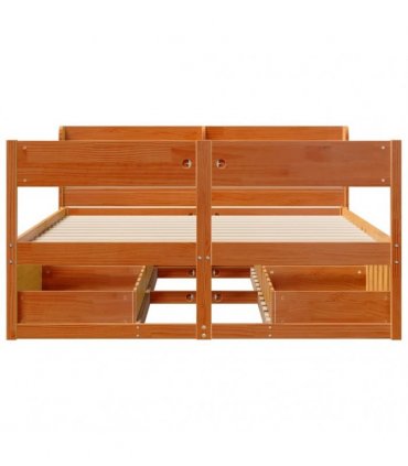 vidaXL Bed Frame without Mattress Wax Brown 160x200 cm Solid Wood Pine