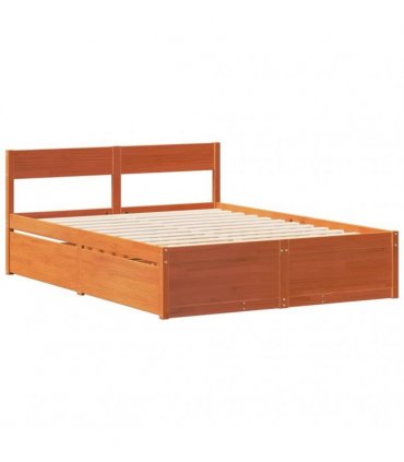 vidaXL Bed Frame without Mattress Wax Brown 160x200 cm Solid Wood Pine