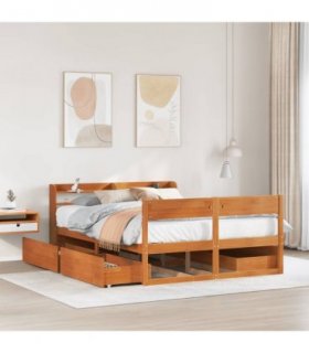 vidaXL Bed Frame without Mattress Wax Brown 150x200 cm Solid Wood Pine